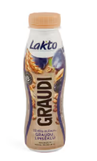Lakto raudzēts piena produkts “Graudi” ar žāvētām plūmēm, graudiem un linsēklām 270 g 